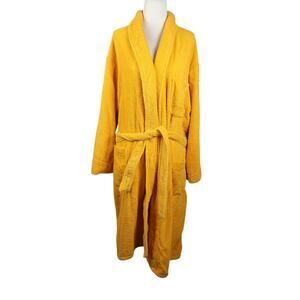 Vintage 70s Mustard Yellow Terry Cloth Towel Robe Mens L